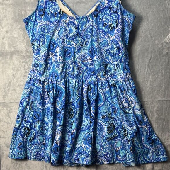 Rose Marie Reid Blue Paisley Swim Dress Size 24W - Picture 7 of 11